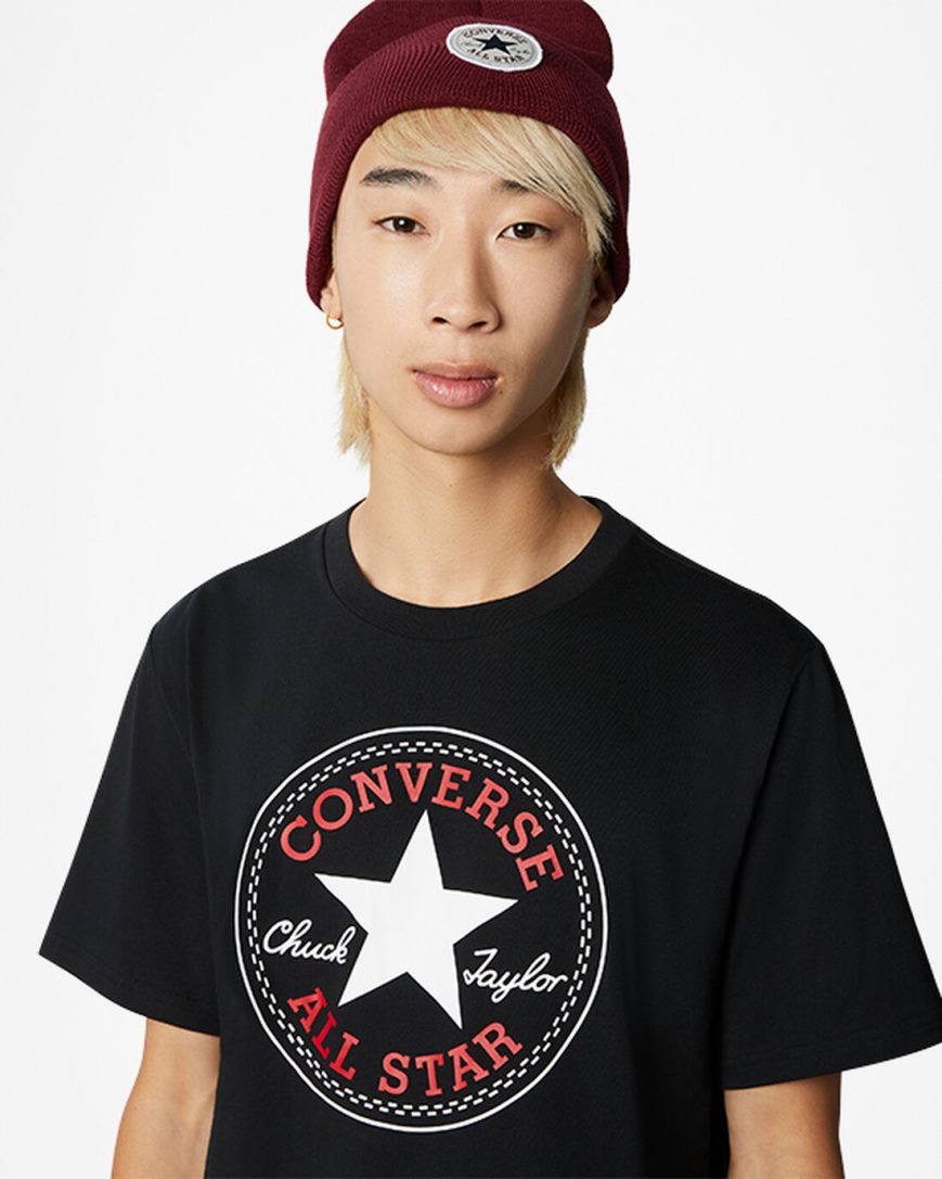 Pánské T-Shirts Converse Go-To All Star Patch Standard Fit Černé | CZ WHNY51